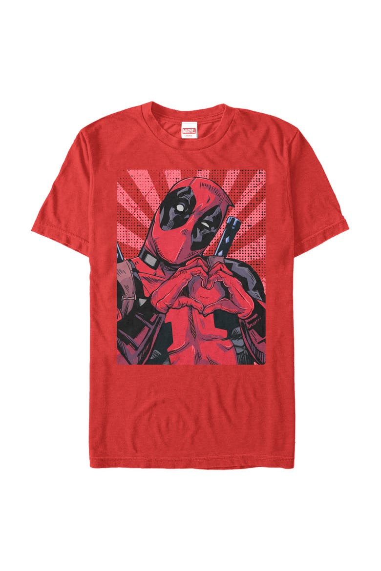 Men's Marvel Deadpool Heart You Graphic Tee, Alternate, color, Red