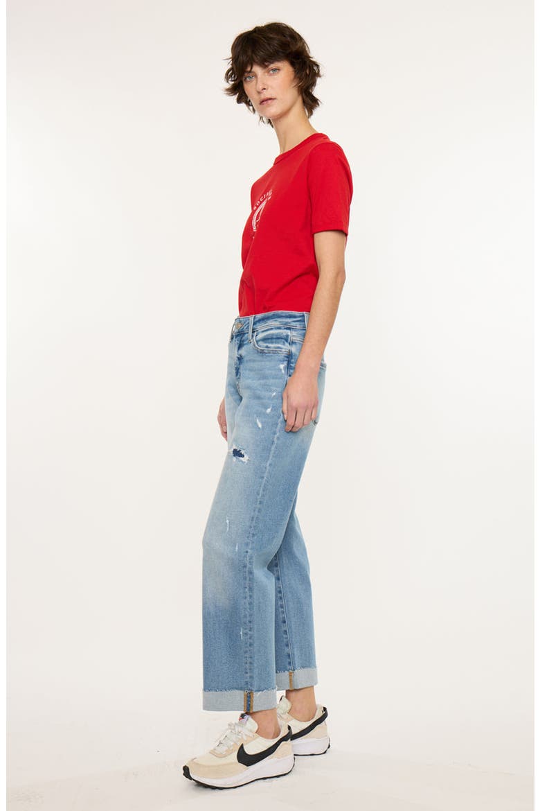 Rocio Essentials Mid Rise Cropped Straight Leg Jeans, Alternate, color, Medium Wash