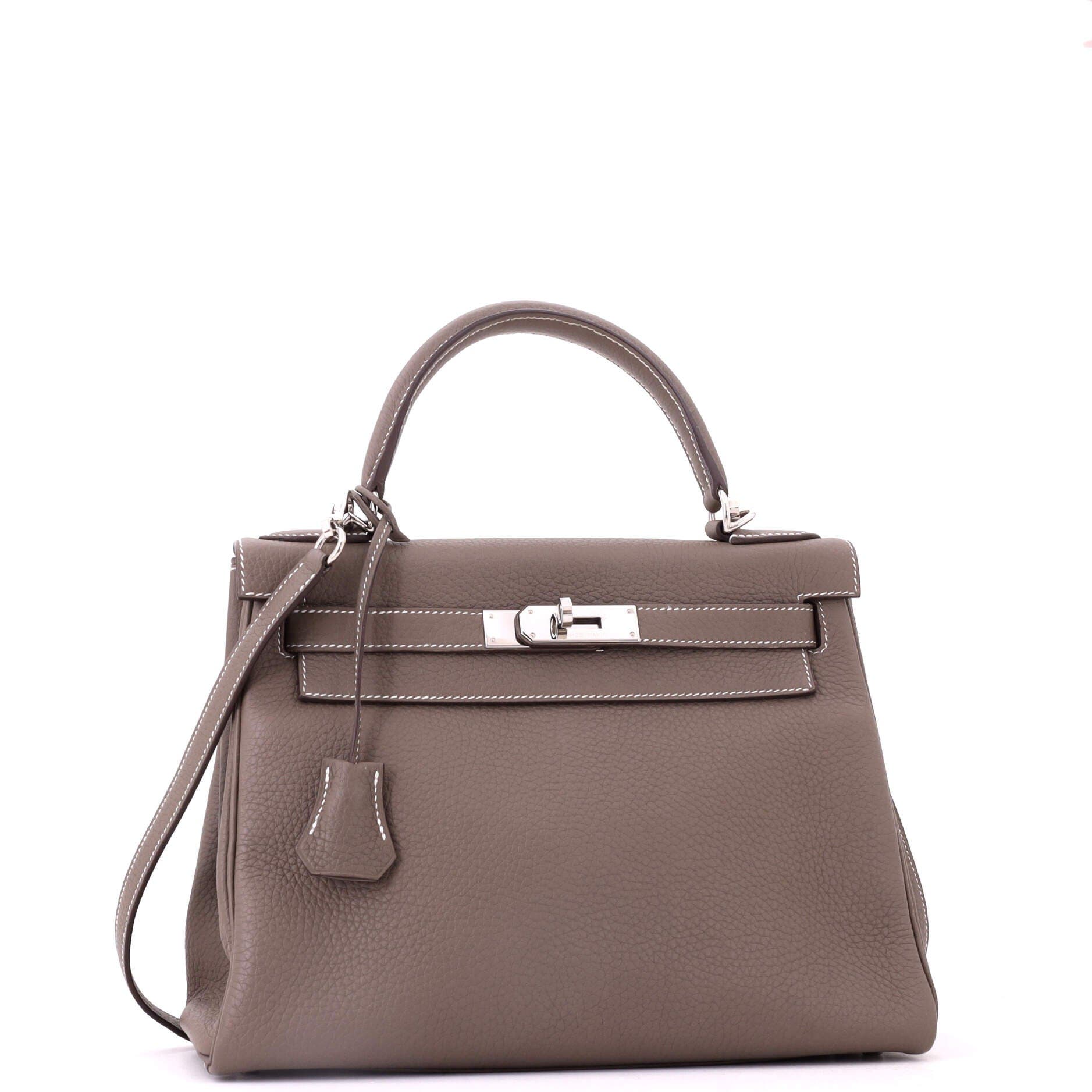 Kelly Handbag Grey Clemence with Palladium Hardware 28, Alternate, color, Grey