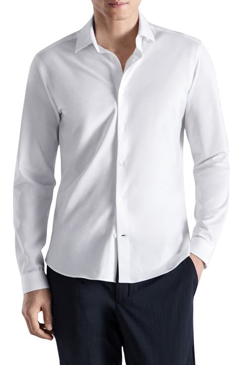 Slim Fit Cotton Blend Button-Up Shirt