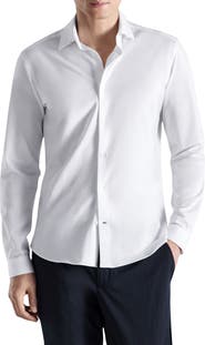 MANGO Slim Fit Cotton Blend Button-Up Shirt