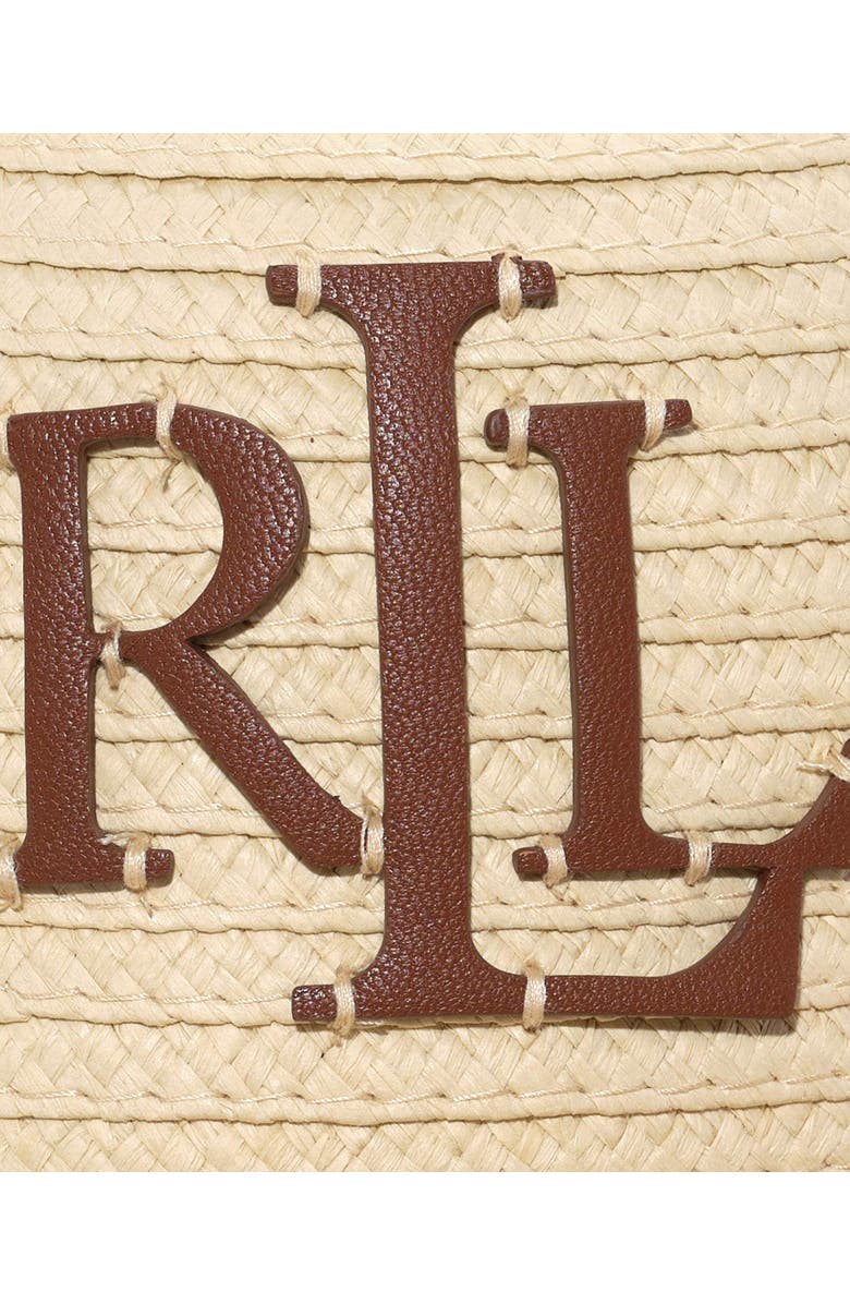 Lauren Ralph Lauren Woven Sunhat With Leather, Alternate, color, Natural/Dk Natural