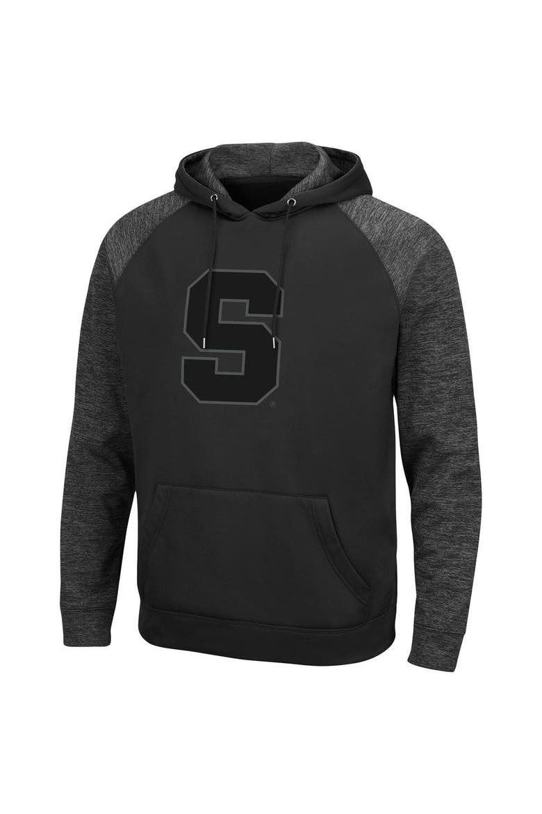 Men's Colosseum Black Syracuse Orange Blackout 3.0 Tonal Raglan Pullover Hoodie, Alternate, color, Black