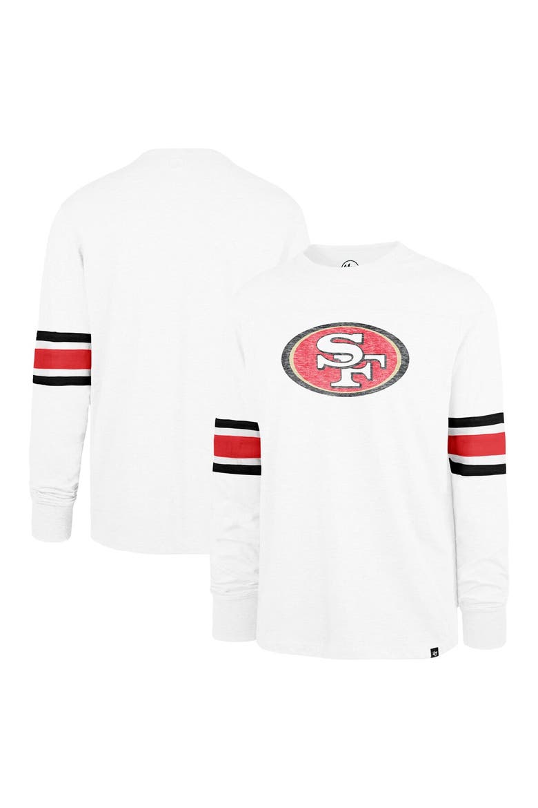 Men's '47 White San Francisco 49ers Gridiron Premier Brex Long Sleeve T-Shirt, Main, color, White