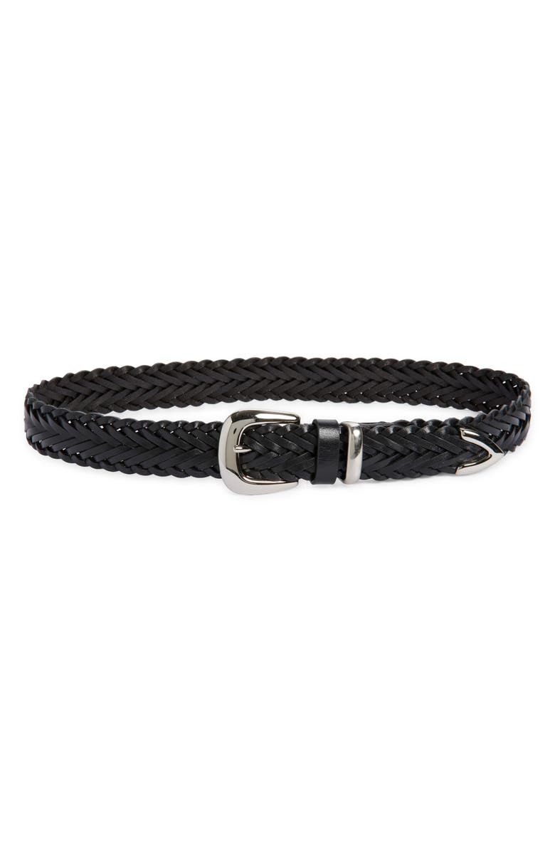 Treasure & Bond Miley Braided Leather Belt, Main, color, Black- Silver