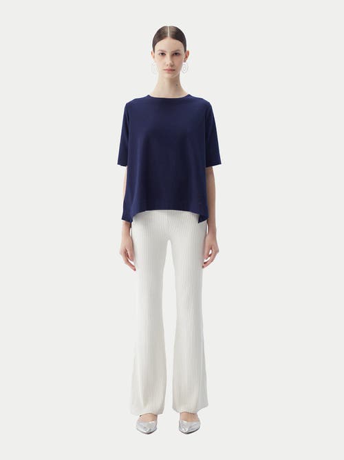 Gobi Mongolian Cashmere Cotton Silk Cashmere T-shirt In Navy