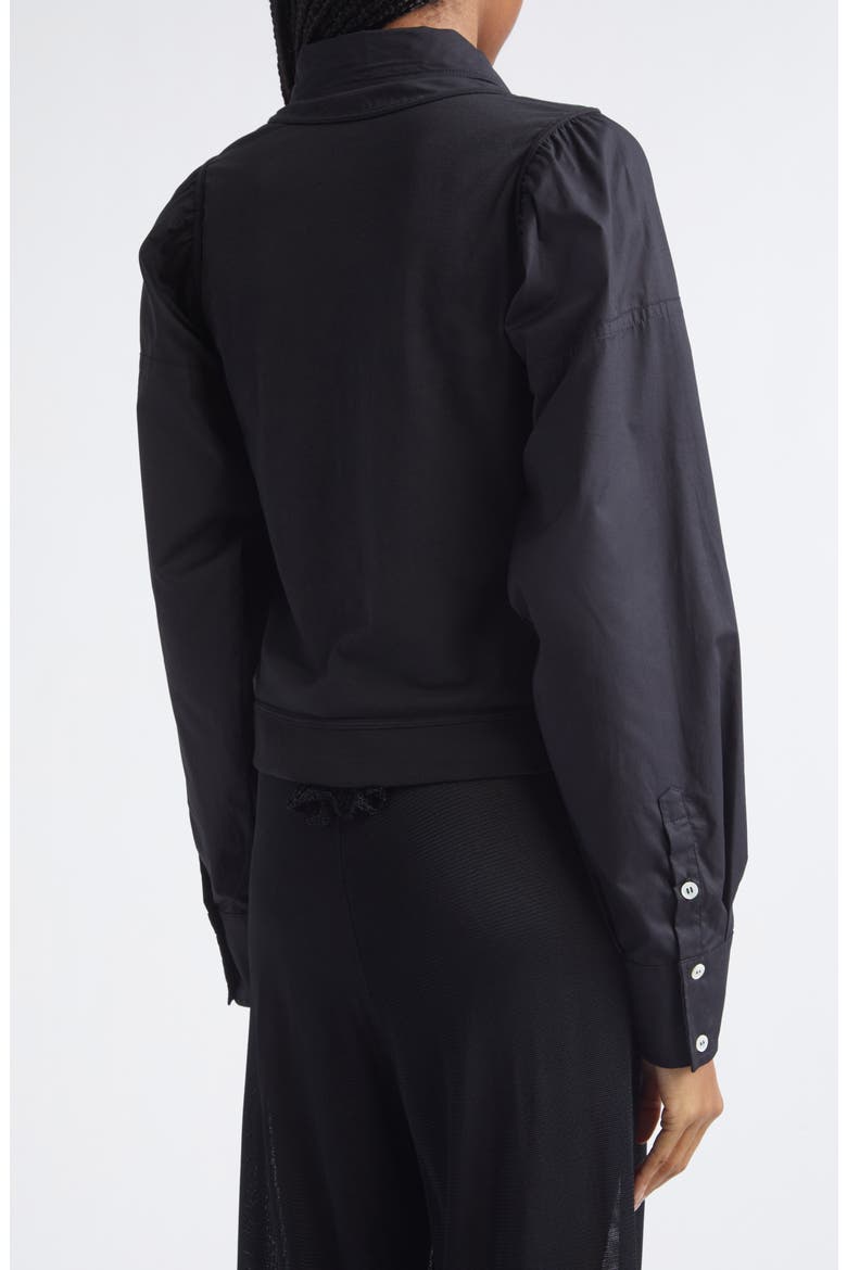 Canopy Zip-Up Cotton Poplin & Jersey Shirt Jacket, Alternate, color, BLACK