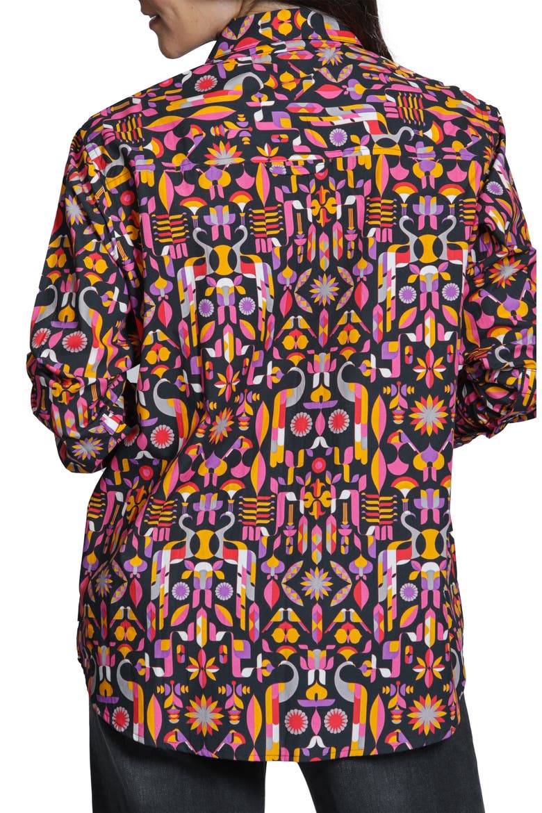 Boyfriend Poplin Button-Up Shirt, Alternate, color, PINK MULTI