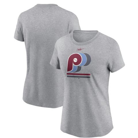 Women's Nike  Heather Gray Philadelphia Phillies Logo T-Shirt