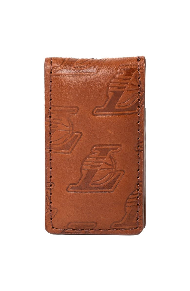 LUSSO Brown Los Angeles Lakers Sammy Magnetic Money Clip, Main, color, Brown