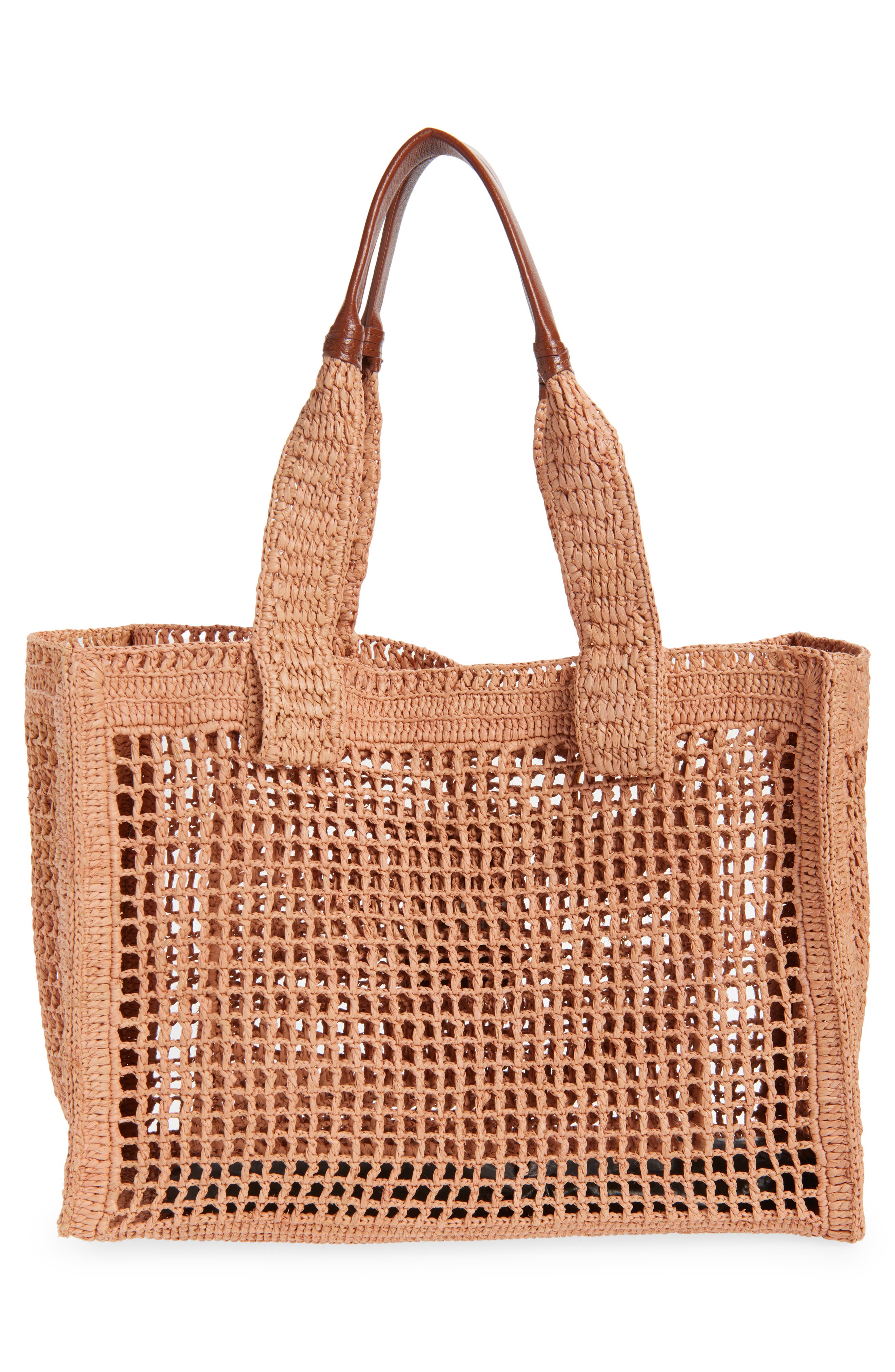Chloé Summer Banana Crochet Raffia Tote Bag, Alternate, color, Summery Beige