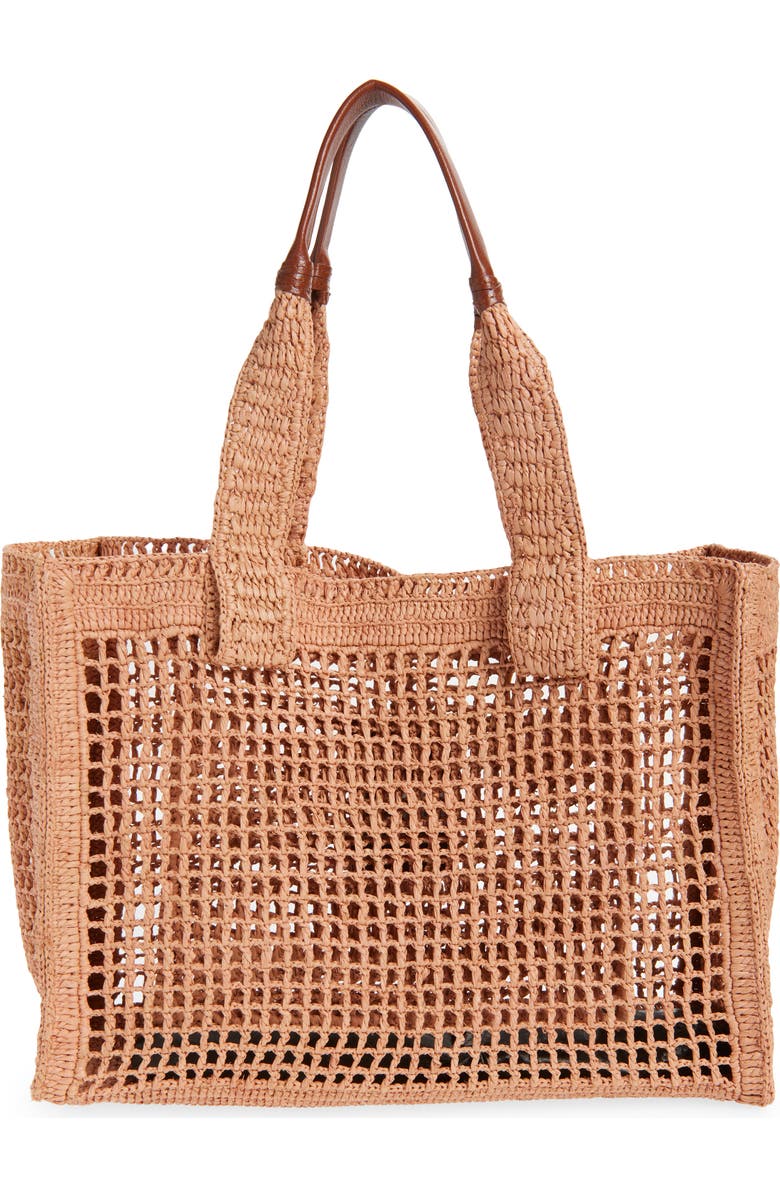 Chloé Summer Banana Crochet Raffia Tote Bag, Alternate, color, Summery Beige