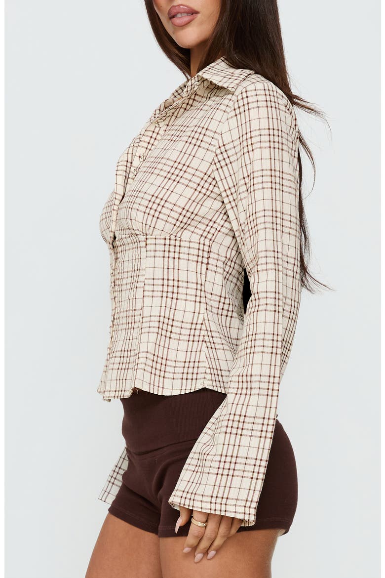 Cottesloe Plaid Cotton Button-Up Shirt, Alternate, color, BROWN CHECK