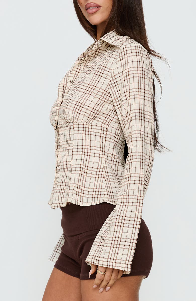 Princess Polly Cottesloe Plaid Cotton Button-Up Shirt, Alternate, color, 