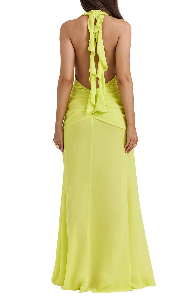 HOUSE OF CB Olessia Plunge Halter Maxi Dress, Alternate, color, Limeade