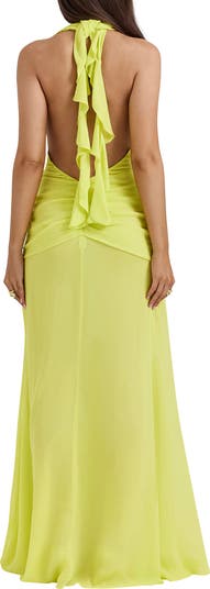 Olessia Plunge Halter Maxi Dress