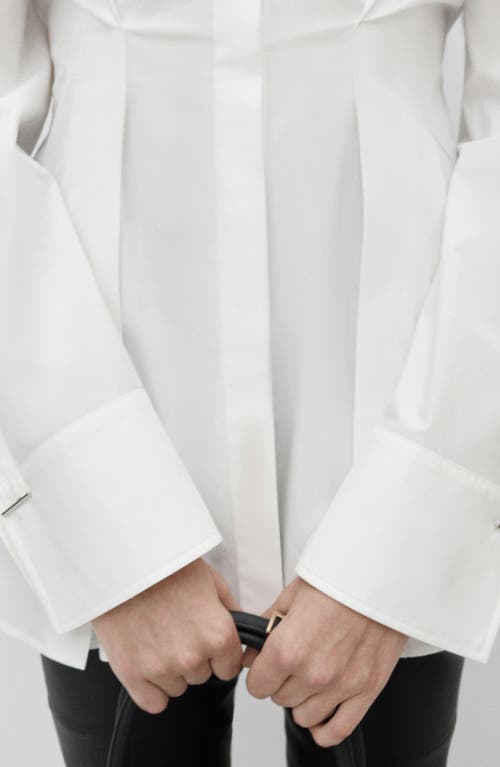 Mango Pleated Cotton Button-up Shirt