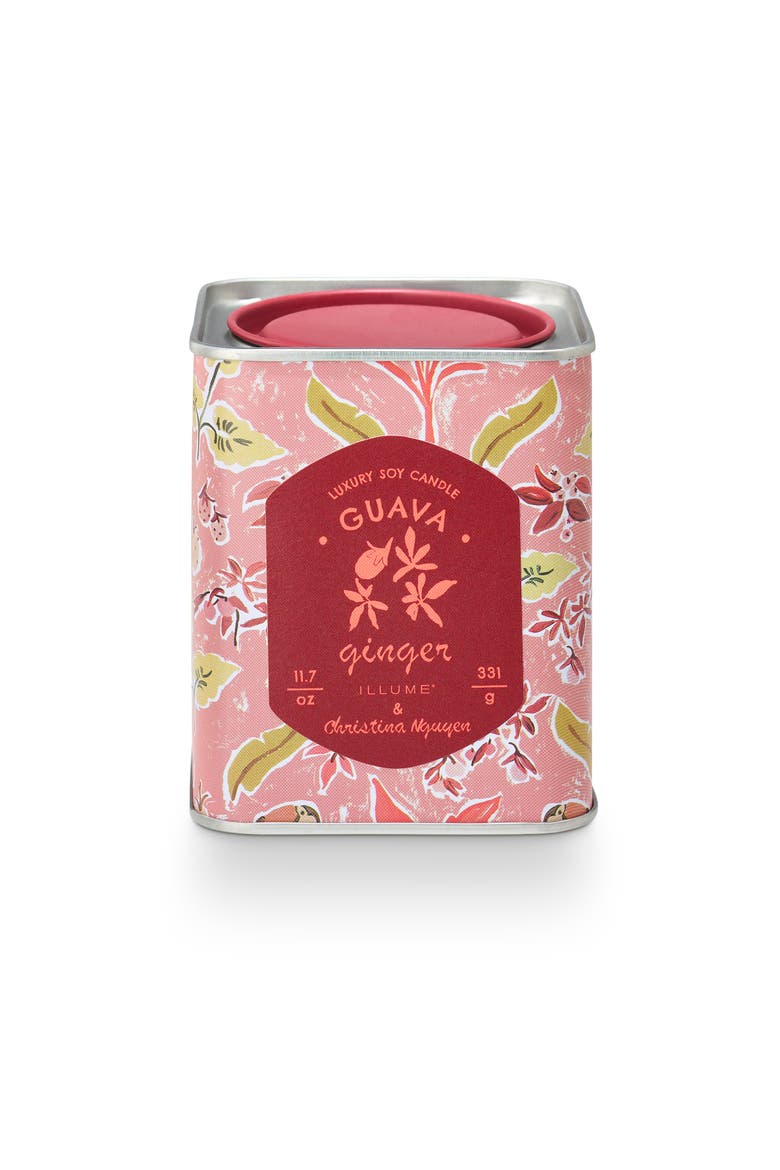 Sun Terrace Guava Ginger Printed Tin Candle, 331g, Main, color, Pink