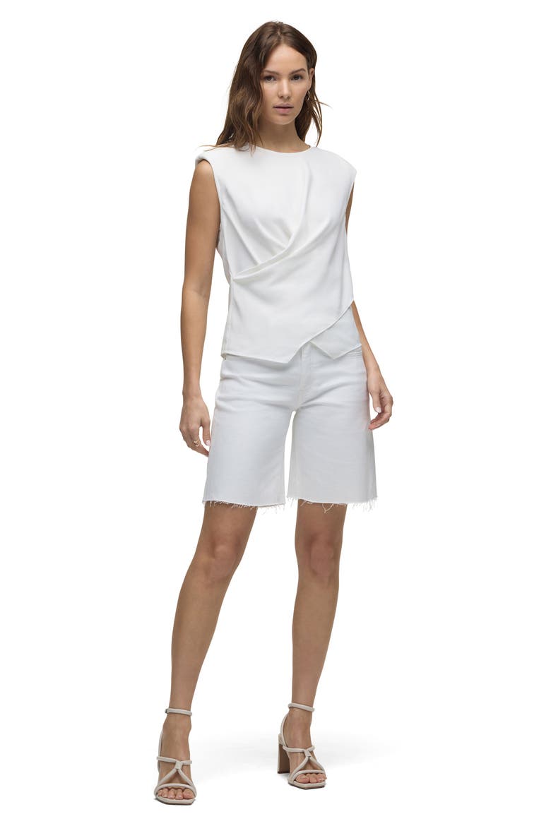 London Low Rise Raw Hem Denim Bermuda Shorts, Alternate, color, WHITE