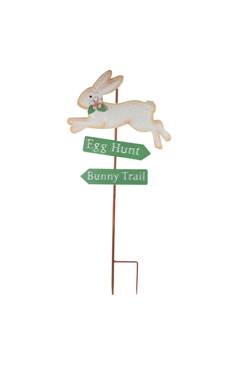 Northlight Easter Egg Hunt and Bunny Trail Outdoor Metal Spring Yard Stake - 25.5", Main, color, 