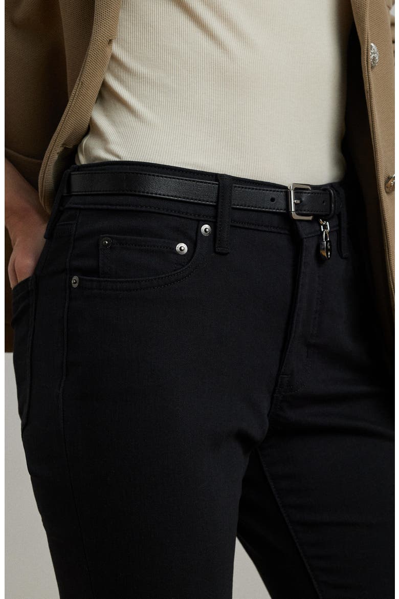 High-Rise Skinny Ankle Jeans, Alternate, color, BLACK