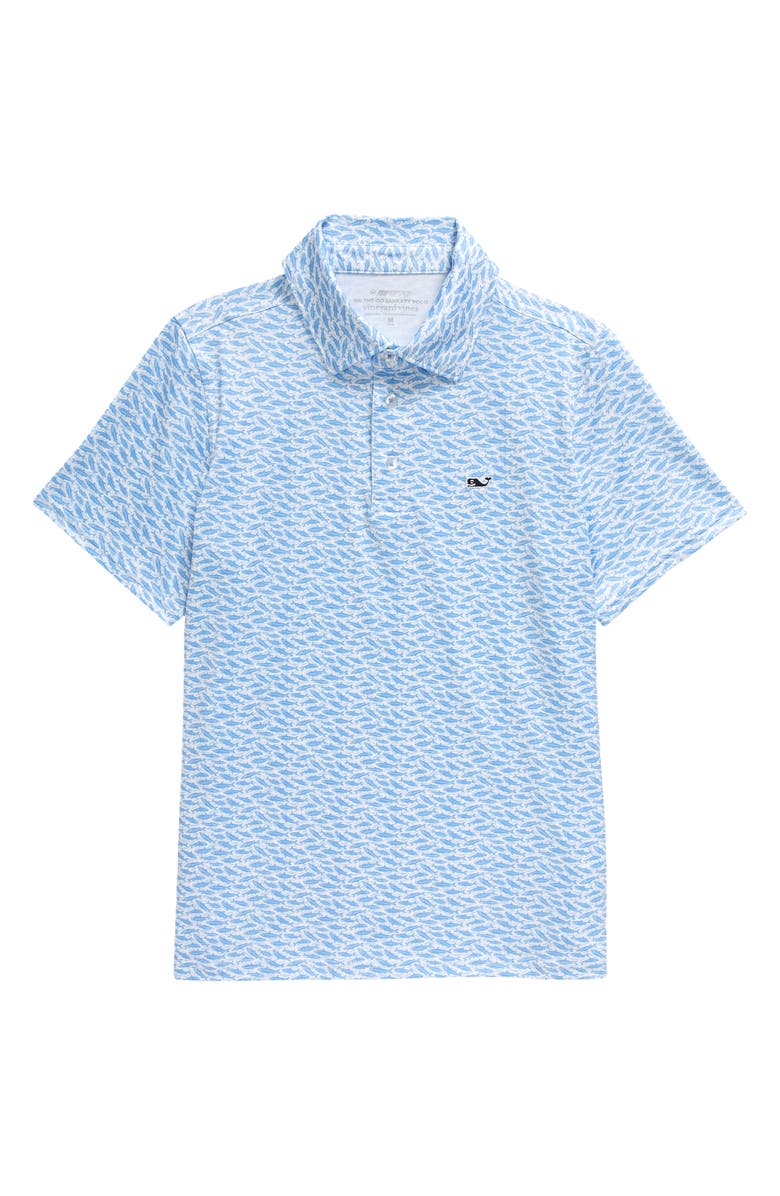 vineyard vines Kids' Fish Print Sankaty Performance Polo, Main, color, 