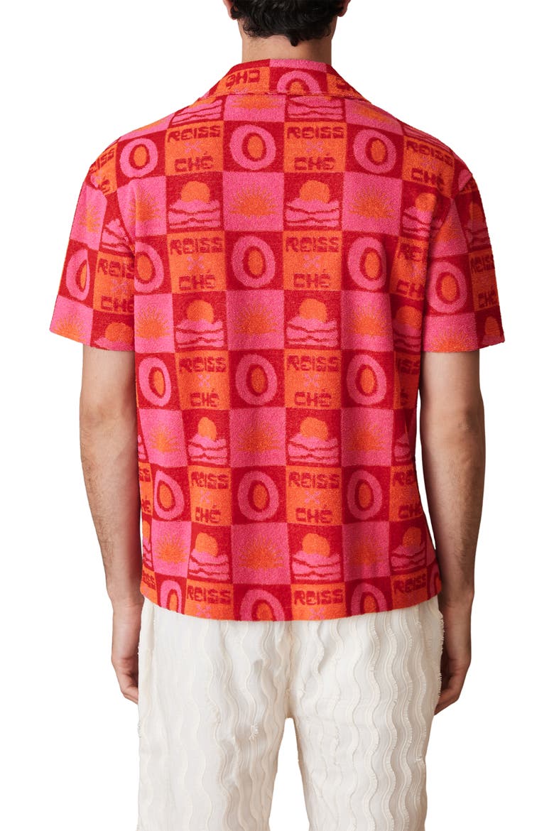 x Ché Saura Terry Cloth Camp Shirt, Alternate, color, PINK