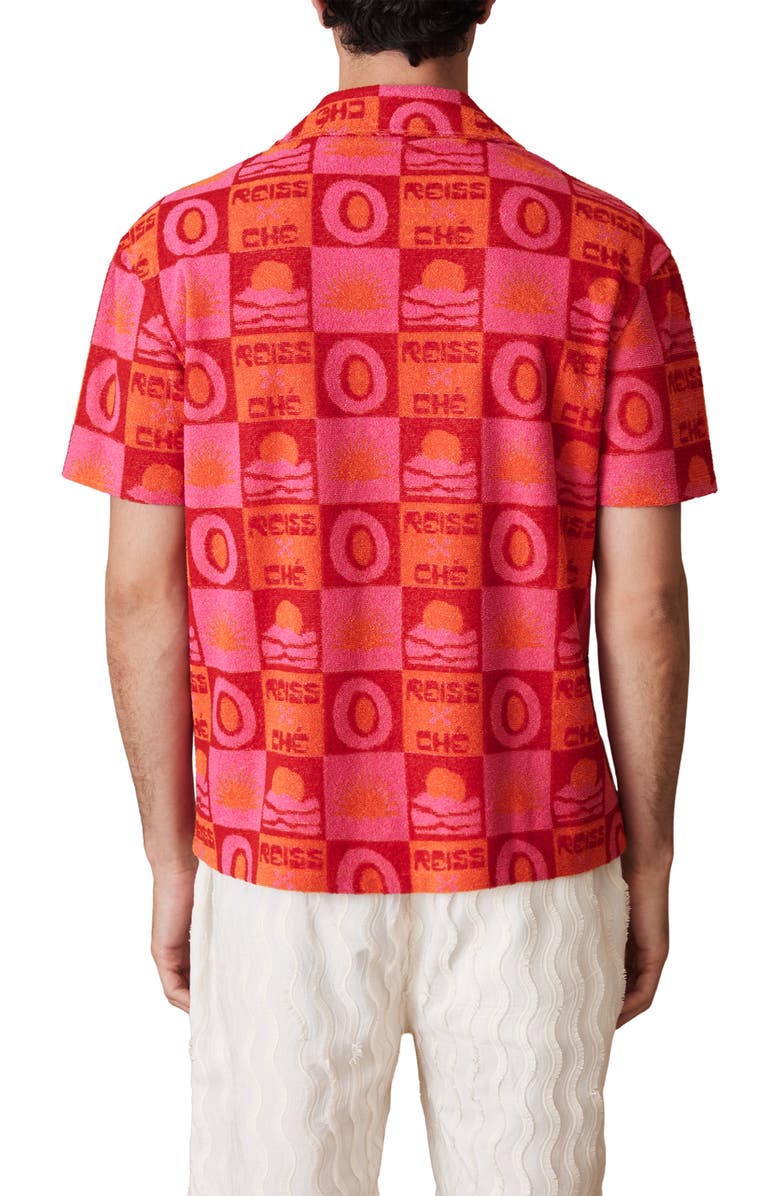 Reiss x Ché Saura Terry Cloth Camp Shirt, Alternate, color, Pink