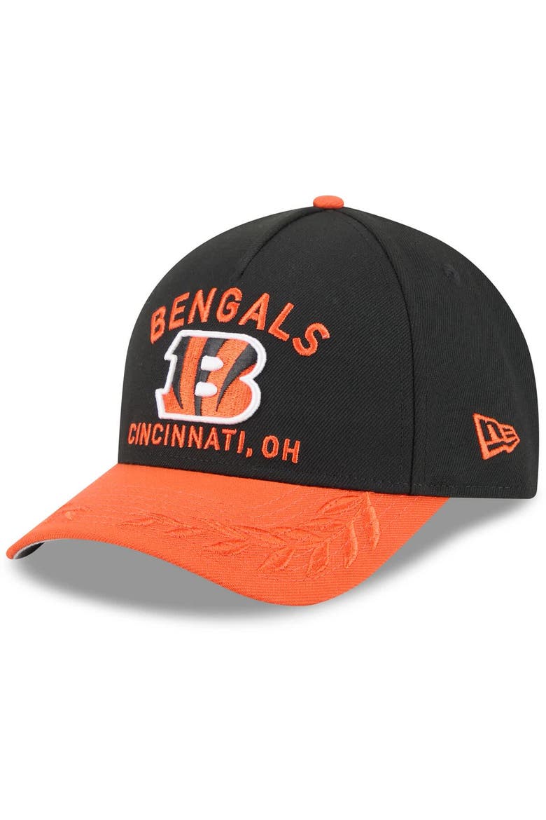 Men's New Era Black/Orange Cincinnati Bengals 2025 NFL Draft 9FORTY A-Frame M-Crown Adjustable Hat, Main, color, Black