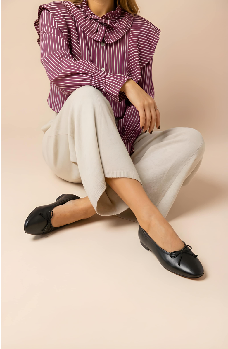 Menina Step Amelie Leather Ballet Flat, Alternate, color, Black