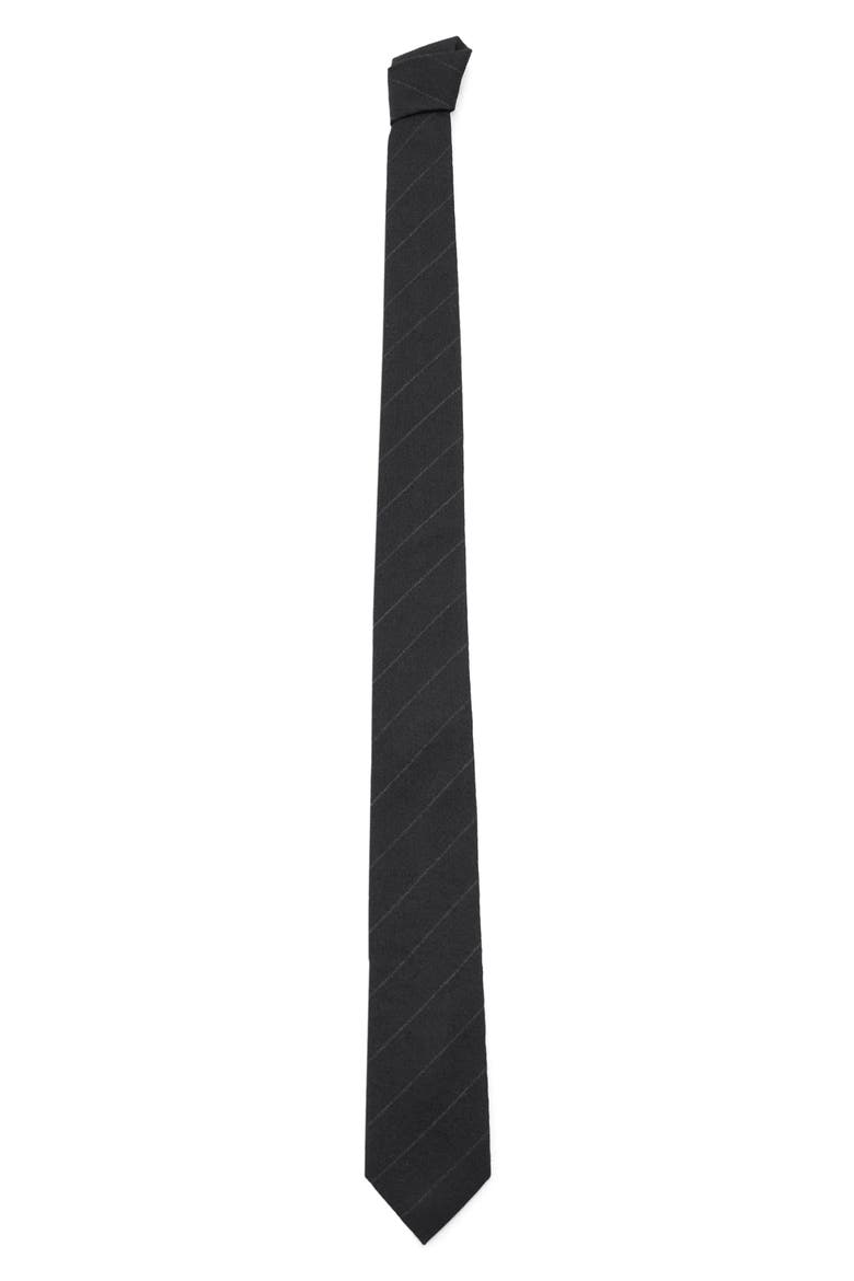 Stripe Wool Blend Tie, Alternate, color, BLACK