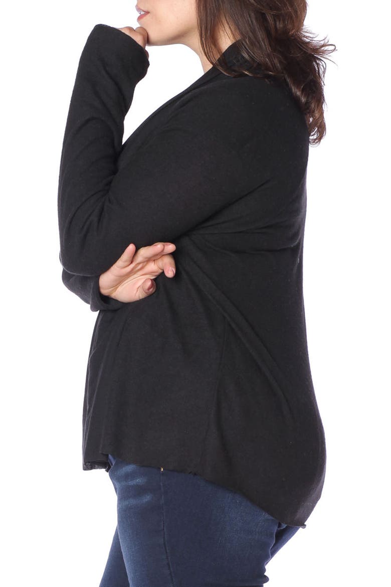 Draped Open Cardigan, Alternate, color, BLACK