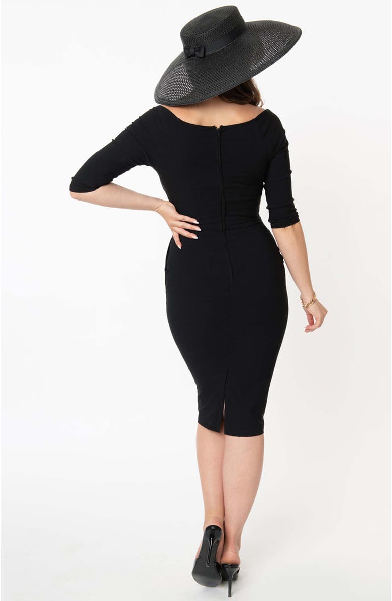 Unique Vintage Shailene Pencil Dress, Alternate, color, Black