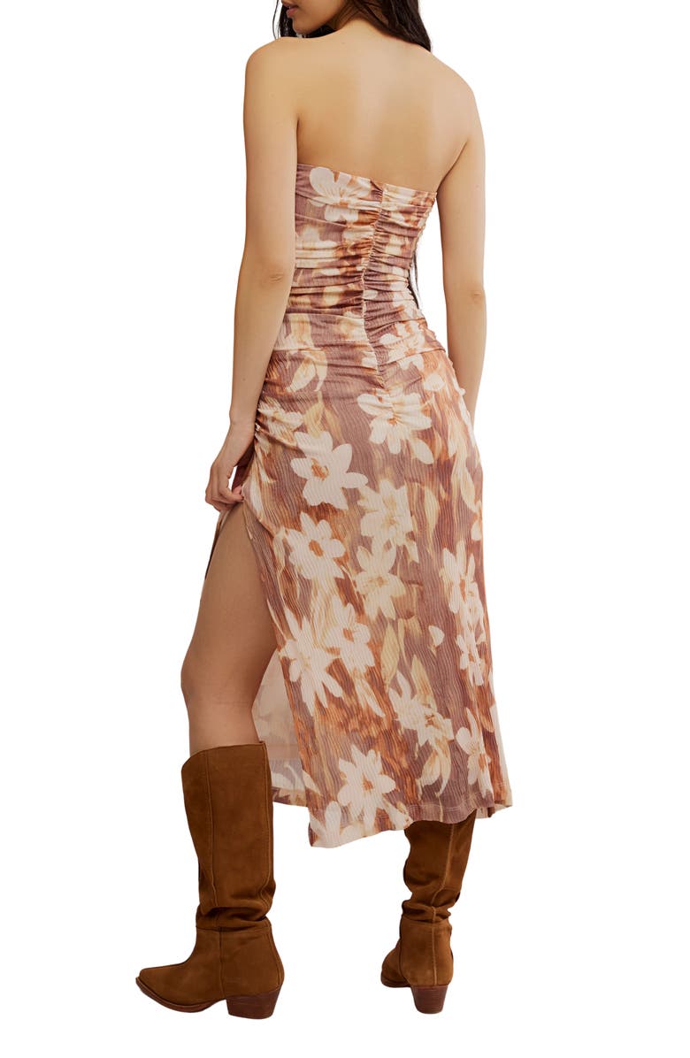 Free People Presley Strapless Midi Dress, Alternate, color, Copper Combo