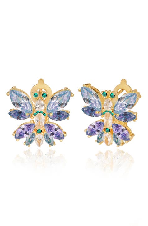 Dragonfly Cubic Zirconia Stud Earrings