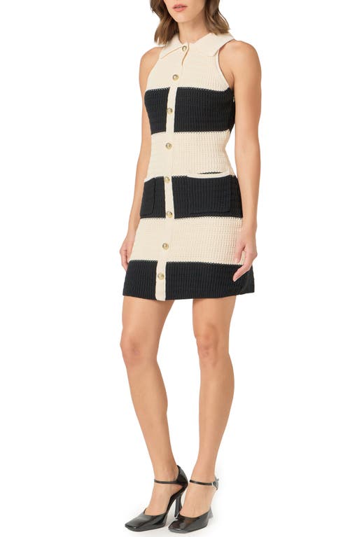 Endless Rose Stripe Cotton Blend Minidress In Cream/black