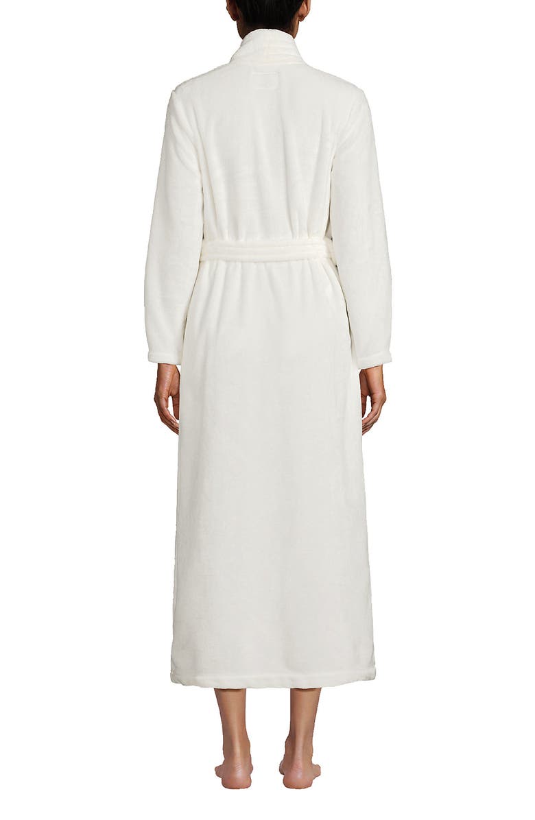 Lands' End Cozy Plush Long Wrap Robe, Alternate, color, Ivory
