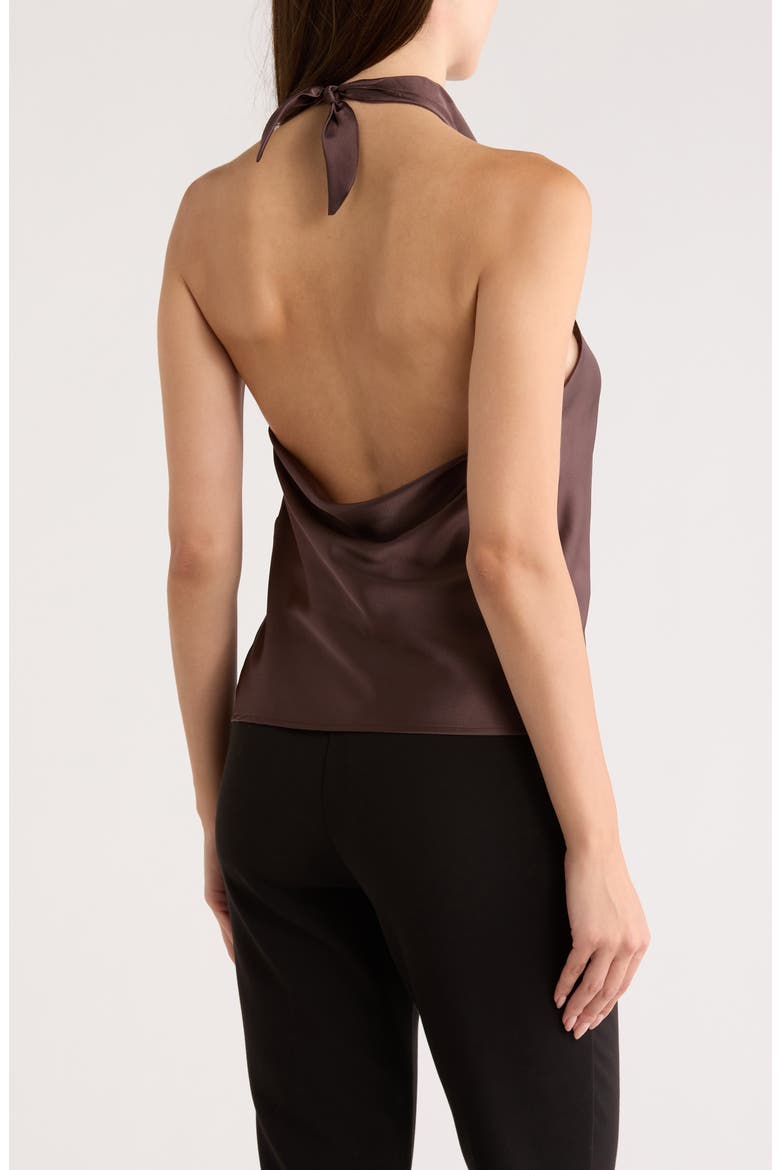 Satin Halter Top, Alternate, color, BROWN