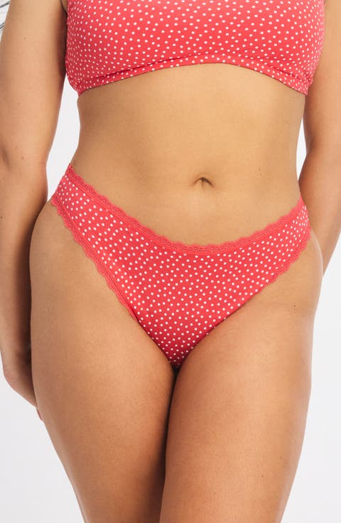 Cotton Essentials Lace Trim Thong (Regular & Plus)