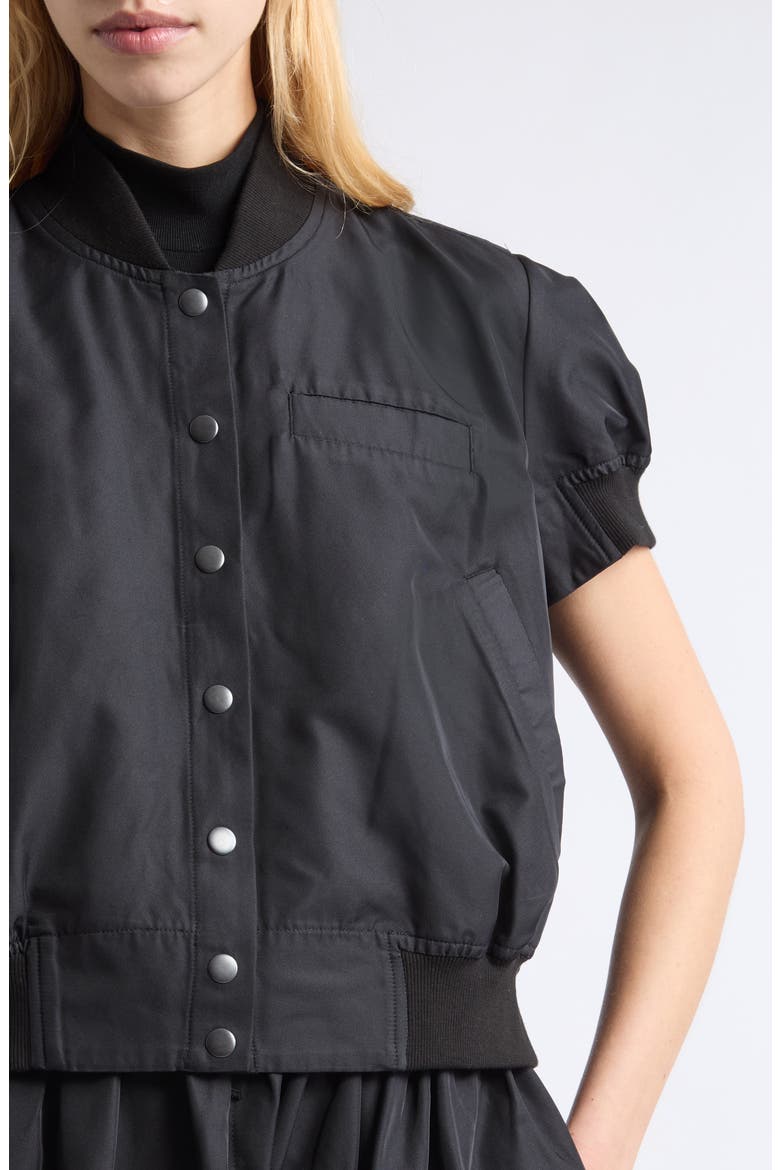 Snap Bomber Shirt, Alternate, color, BLACK