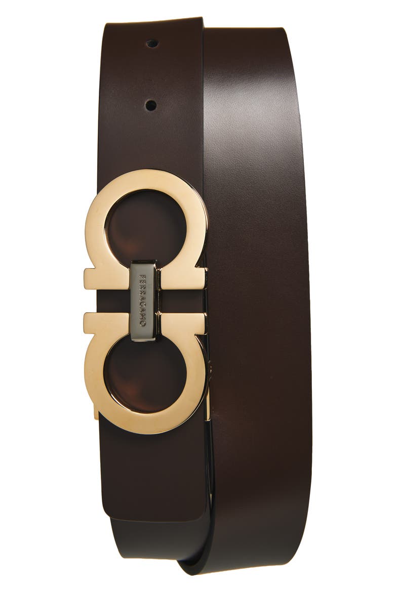 Double Gancio Leather Belt, Main, color, T.MORO NERO