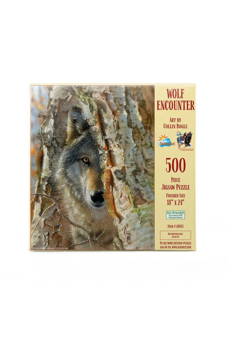 Wolf Encounter 500 piece Jigsaw Puzzle for Adults, Alternate, color, Multicolor