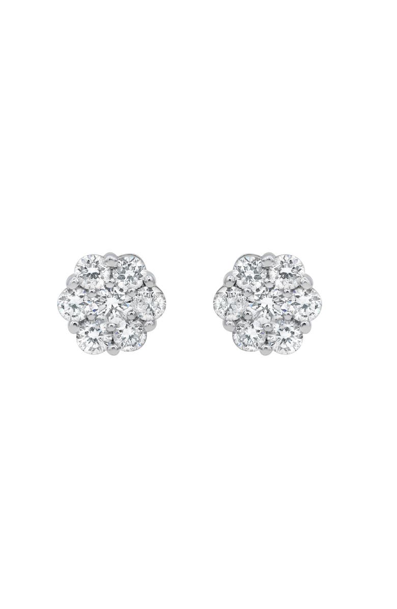 LuvMyJewelry Glimmer 14K White Gold Flower Cluster Diamond Unisex Earrings - 0.76 Ct, Alternate, color, 14K White Gold