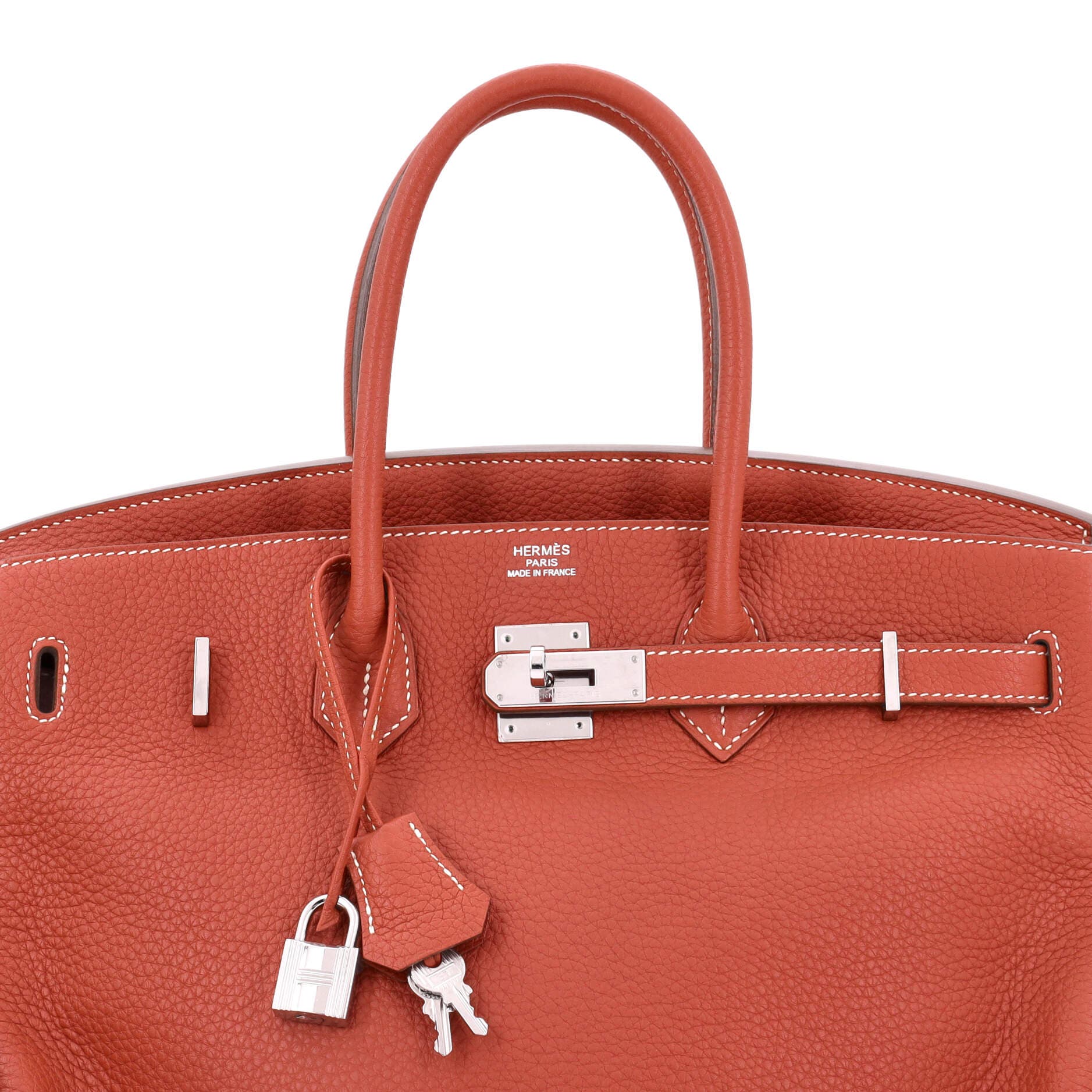 Pre-Owned Hermes Birkin Handbag Orange Clemence with Palladium Hardware 35, Alternate, color, 