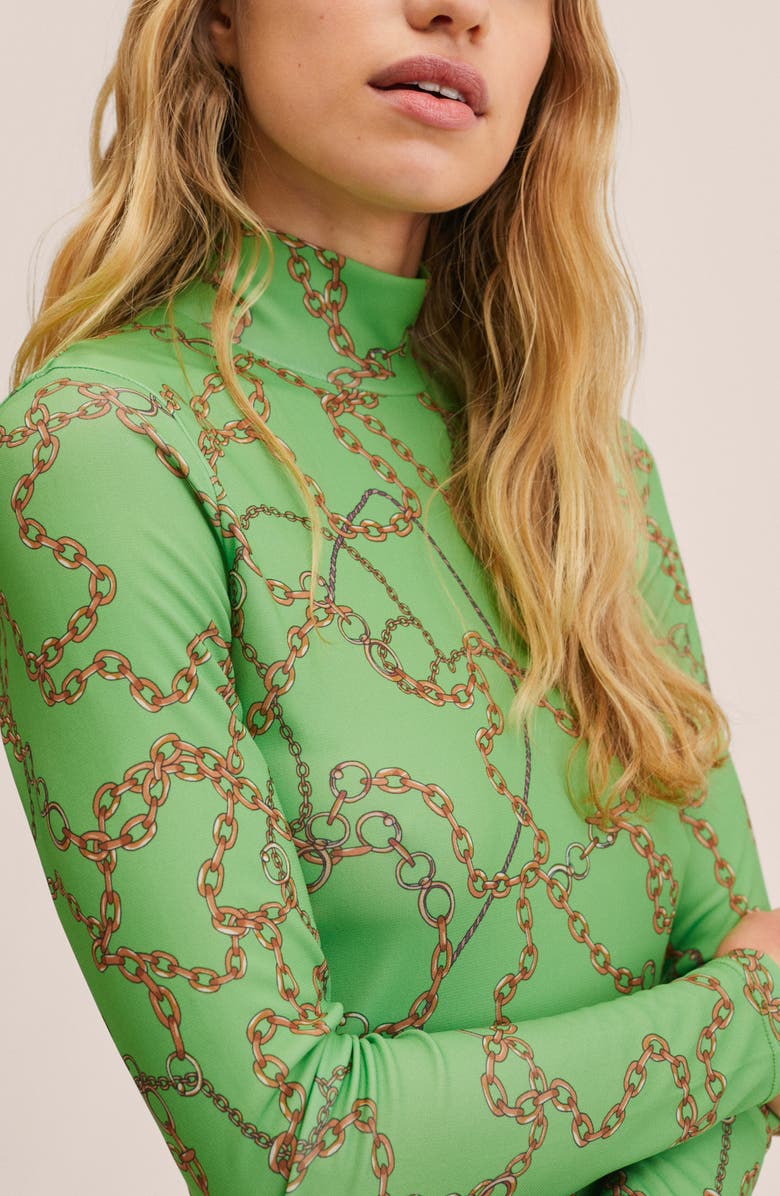 MANGO Chain Print Long Sleeve Dress, Alternate, color,