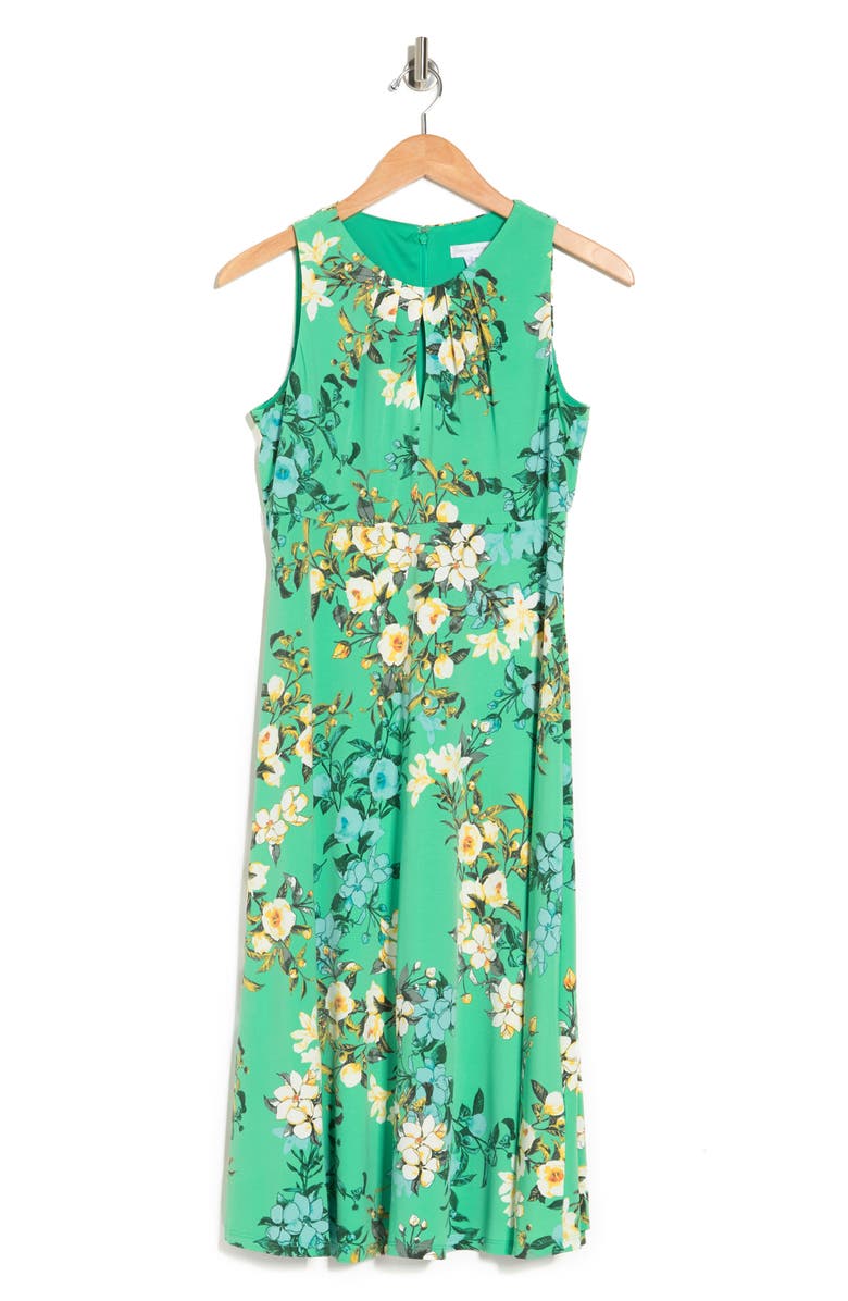 London Times Garden Medley Floral Keyhole Sleeveless Midi Dress, Alternate, color,