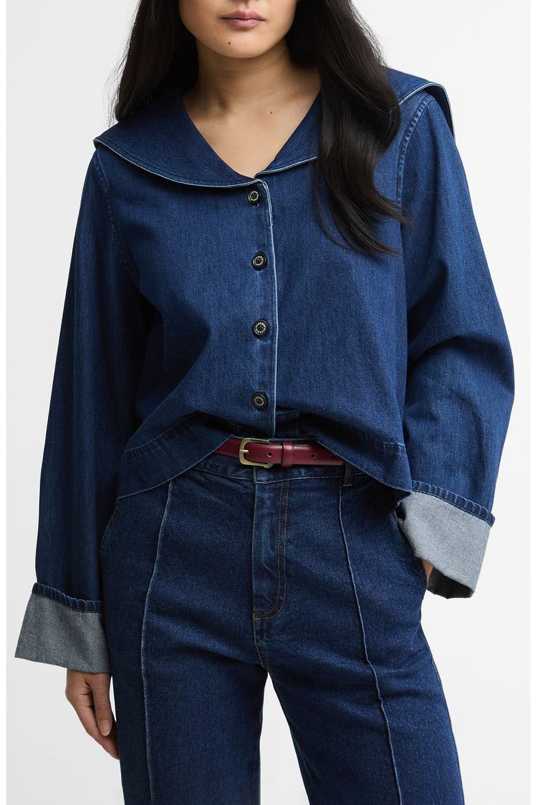 Dartmoor Sailor Collar Button-Up Shirt, Main, color, MID WASH INDIGO