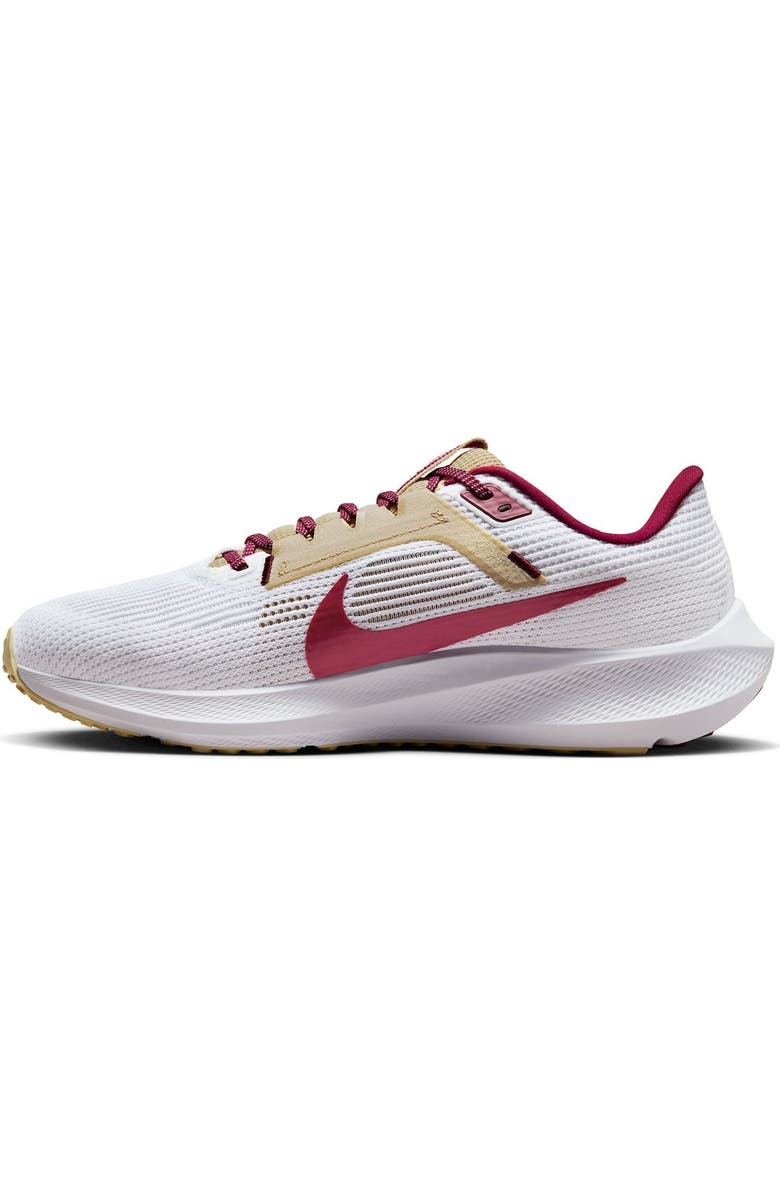 Nike Unisex Nike White Florida State Seminoles Zoom Pegasus 40 Running Shoe, Alternate, color,
