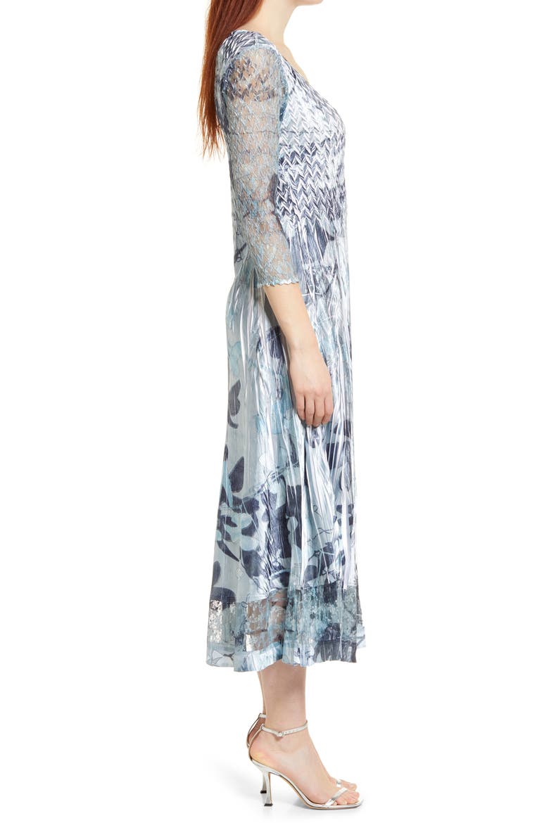 Lace Sleeve Charmuse Midi Cocktail Dress, Alternate, color, GREY VINE