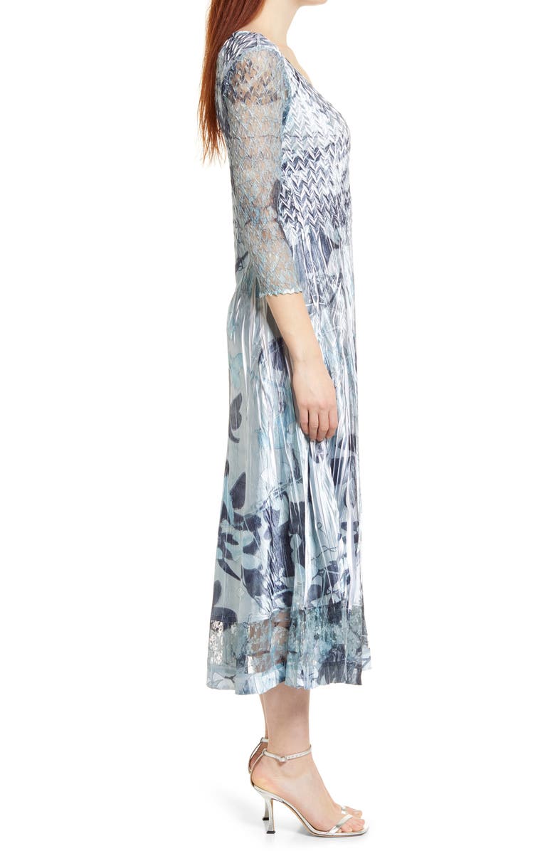 Komarov Lace Sleeve Charmuse Midi Cocktail Dress, Alternate, color,